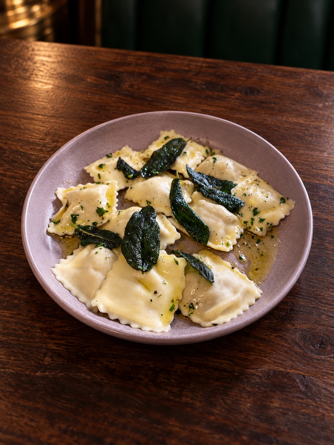 Pumpkin and sage ravioli