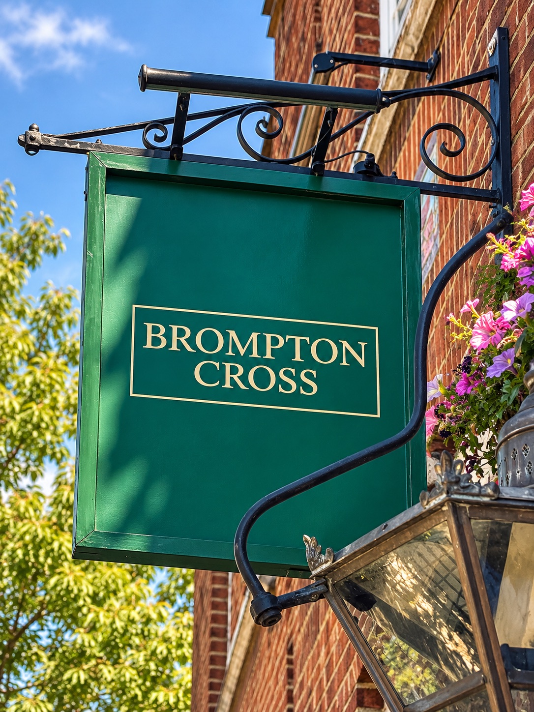 The green Brompton Cross pub sign